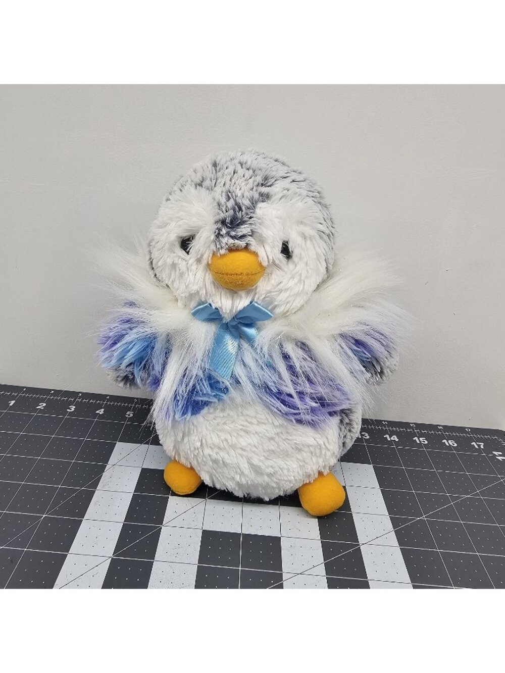 AURORA Pom Pom Penguin Panache Plush  Blue Purple Coat Stuffed Animal